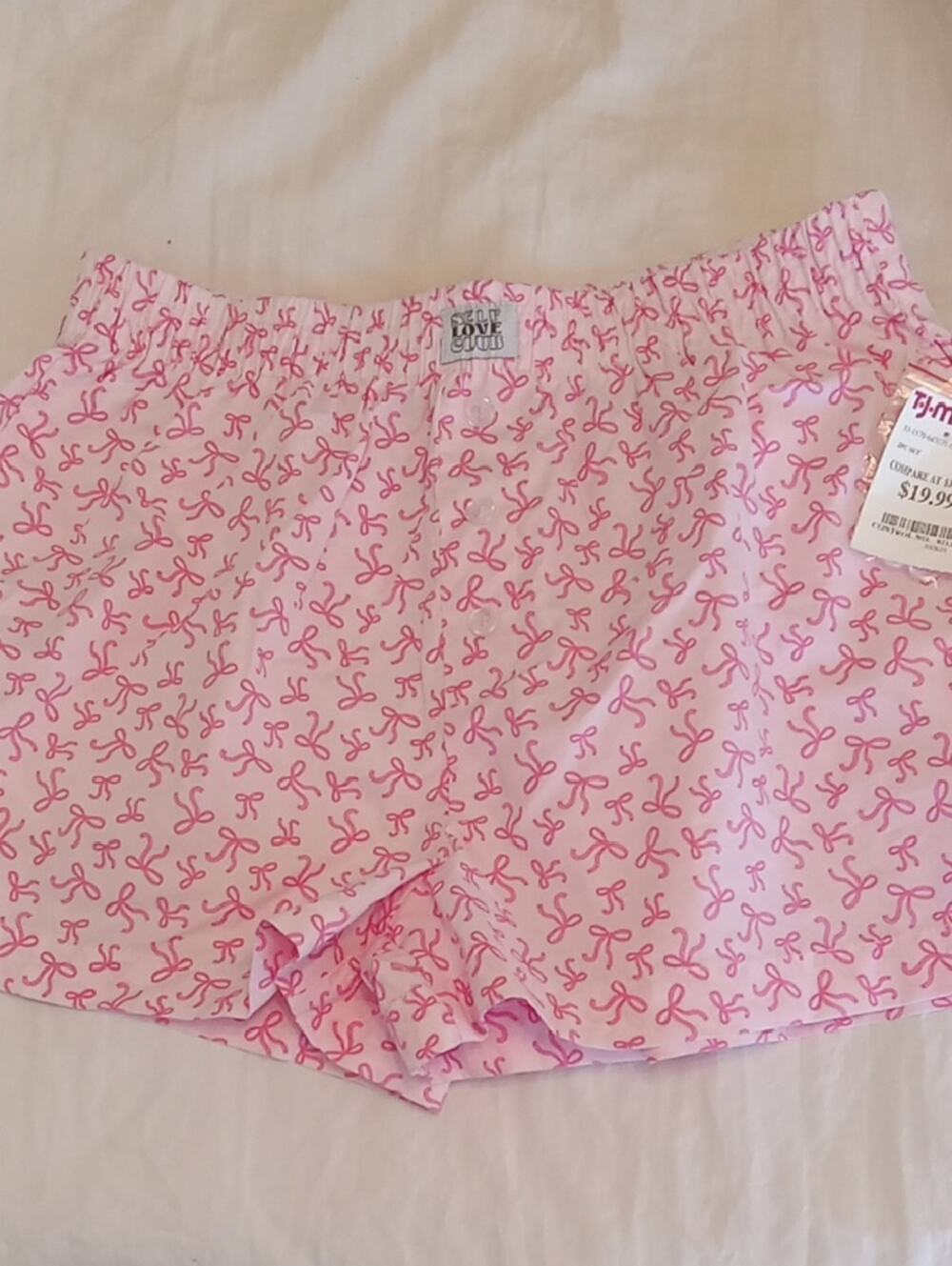 NWT Happily Grey Women's Size Medium Pink Bow-Print Lounge Shorts